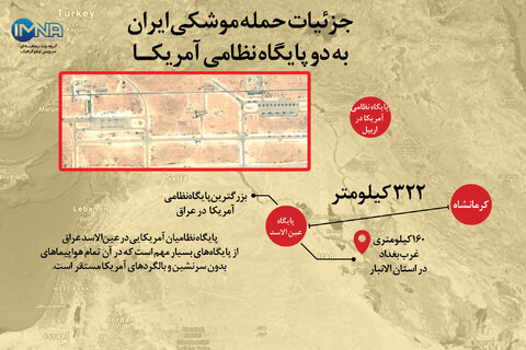 ایمنا اینفوگرافیک جزئیات حمله موشکی ایران به دو پایگاه نظامی